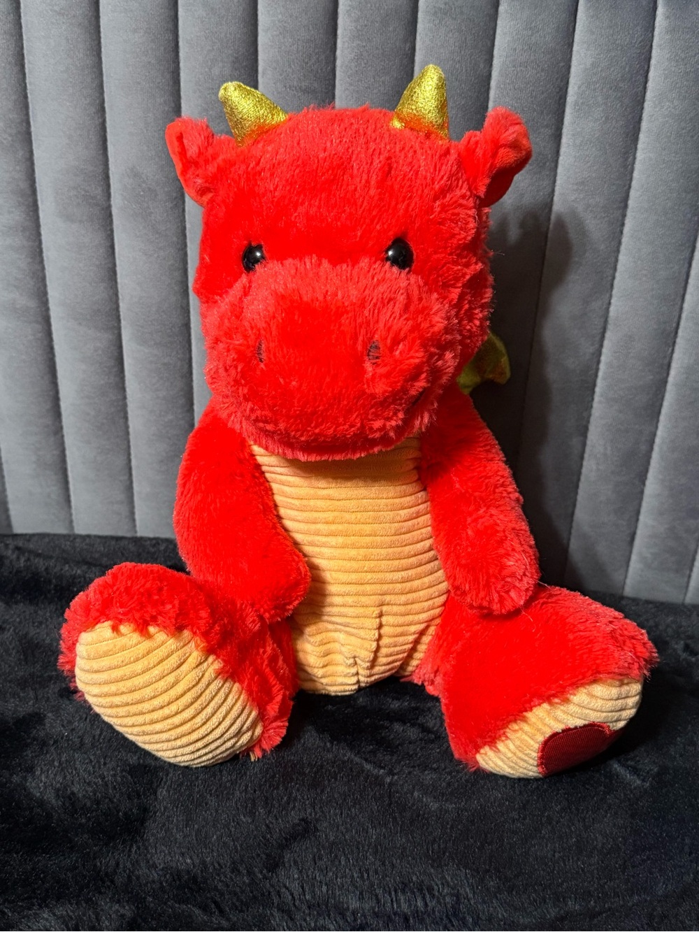 Russ Red Dragon Plush Gold Wings Stuffed Animal Fantasy Toy